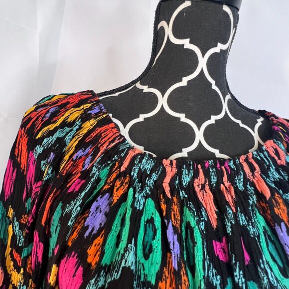 Christian Siriano Bold Colorful Maximal Print Stretchy Neckline Crop Top Size LG - Picture 3 of 9